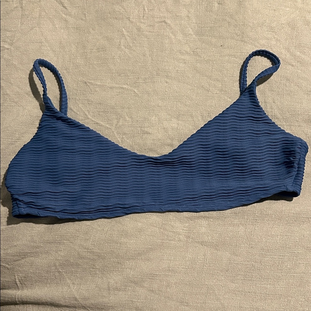 Abercrombie clean bralette bikini top, blue, size small